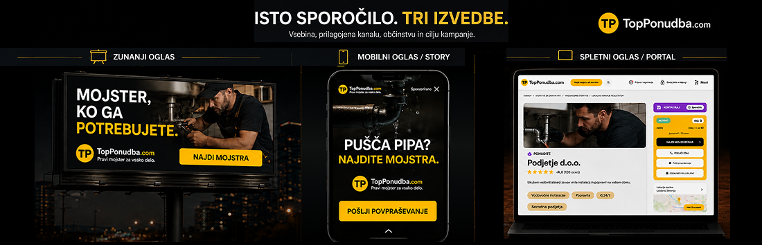 Prilagojene oglasne vsebine za mobilne naprave, jumbo plakate in spletne strani za višjo odzivnost.