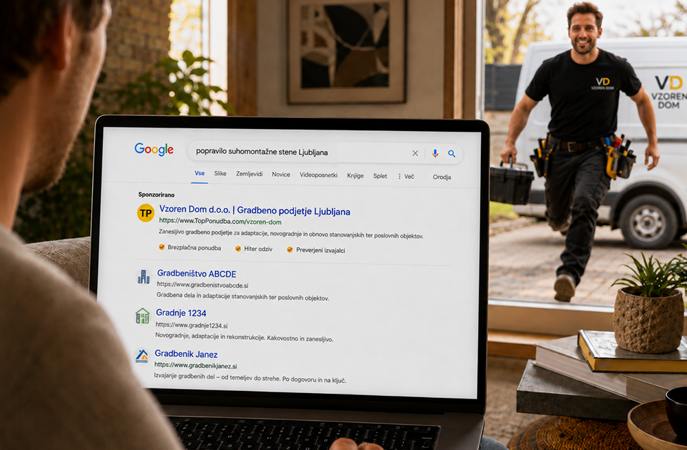 Ciljno Google oglaševanje in Google Ads kampanje za neposredno privabljanje strank, ki iščejo storitve.
