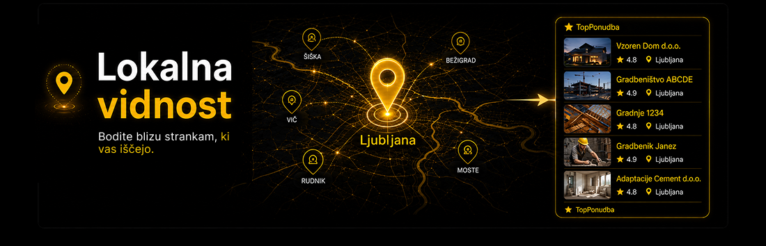 Lokalna SEO optimizacija za večjo vidnost podjetja pri strankah v izbranih mestih in regijah.